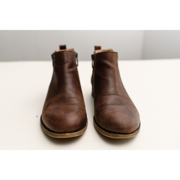 Franco Sarto Women's Keegan Boot Size 6M Taupe Brown Leather Bootie Flat Heel - Picture 2 of 9